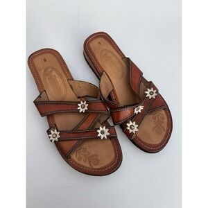 ARTESANIAS GIOVANNI D'NAVARRO WOMENS SIZE 5 MEXICO ARTESAN SANDAL SLIPON LEATHER